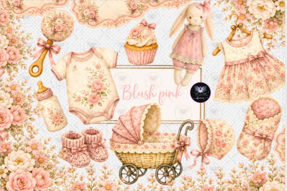 Download Blush Pink Floral Baby Clipart - Baby clipart Collection